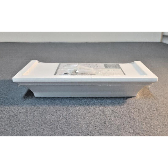 White Floating Shelf Kit Built-In Hangers & Hardware 8.6x4 Small PVC Plastic - Picture 3 of 3